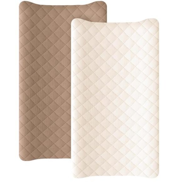 2 Pack Waterproof Muslin Changing Pad Cover Quilted Cotton Fitted